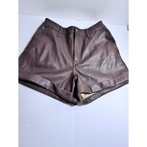 Hollister Brown Faux Leather Ultra High Rise Cuffed Shorts Womens Small